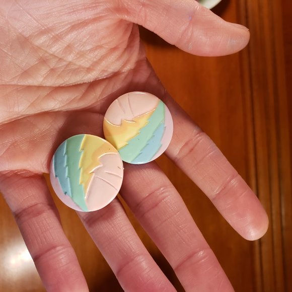 Vintage Retro Rainbow Earrings 80s - Picture 7 of 8